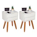 Ver imagem 1 de Kit Mesa de Cabeceira Retro com 2 Gavetas de 40 Pé Castanho Envio Montada
