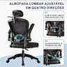 Cadeira Escritório Ergonômica Ajuste Lombar Cor Preto - Preto - Pu - 4