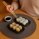 Ver imagem 6 de Kit 20 Travessas Sushi 16x8cm Rasas Cerâmica Orgânico Preto
