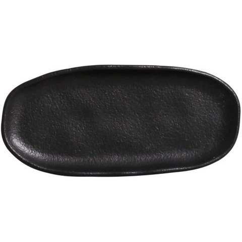 Kit 20 Travessas Sushi 16x8cm Rasas Cerâmica Orgânico Preto
