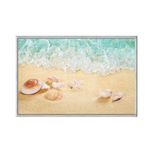 Quadro Decorativo - Praia Concha do Mar e Estrela Flnt059 - Vidro com Impressão Uv - 80x60cm