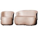 Ver imagem 1 de Kit Poltrona e 1 Namoradeira Orgânica Decorativa Beatriz Veludo Rosa/pu Marrom - Montanaris Decor