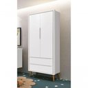 Ver imagem 2 de Guarda-roupa Retrô 2 Portas Théo New Branco Fosco com Madeira - Reller