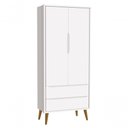 Ver imagem 1 de Guarda-roupa Retrô 2 Portas Théo New Branco Fosco com Madeira - Reller