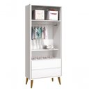 Ver imagem 5 de Guarda-roupa Retrô 2 Portas Théo New Branco Fosco com Madeira - Reller