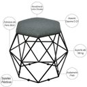 Ver imagem 3 de Kit 3 Puffs Decorativo Aramado Preto Six Linho Chumbo