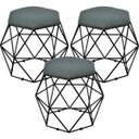Ver imagem 1 de Kit 3 Puffs Decorativo Aramado Preto Six Linho Chumbo
