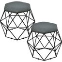 Ver imagem 1 de Kit 2 Puffs Decorativo Aramado Preto Six Linho Chumbo