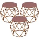 Ver imagem 1 de Kit 3 Puffs Decorativo Aramado Bronze Six Suede Rosê