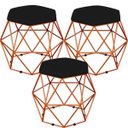 Ver imagem 1 de Kit 3 Puffs Decorativo Aramado Bronze Six Suede Preto