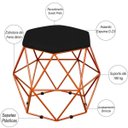 Ver imagem 3 de Kit 2 Puffs Decorativo Aramado Bronze Six Suede Preto