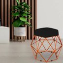 Ver imagem 2 de Kit 2 Puffs Decorativo Aramado Bronze Six Suede Preto
