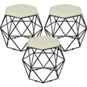 Ver imagem 1 de Kit 3 Puffs Decorativo Aramado Preto Six Suede Bege