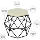 Ver imagem 3 de Kit 2 Puffs Decorativo Aramado Preto Six Suede Bege