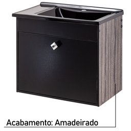 Kit Gabinete com Espelho São Paulo Castanho/ Preto Fosco Corso 50,5x41x44 - 5