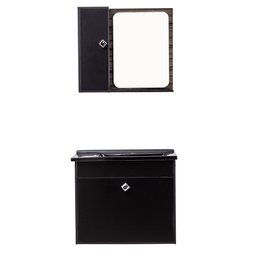 Kit Gabinete com Espelho São Paulo Castanho/ Preto Fosco Corso 50,5x41x44 - 1
