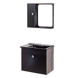 Kit Gabinete com Espelho São Paulo Castanho/ Preto Fosco Corso 50,5x41x44 - 2