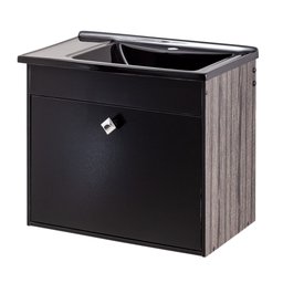 Kit Gabinete com Espelho São Paulo Castanho/ Preto Fosco Corso 50,5x41x44 - 4