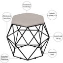 Ver imagem 4 de Puff Decorativo Aramado Preto Six Linho Bege