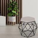Ver imagem 2 de Puff Decorativo Aramado Preto Six Linho Bege