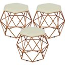Ver imagem 1 de Kit 3 Puffs Decorativo Aramado Bronze Six Suede Bege