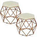 Ver imagem 1 de Kit 2 Puffs Decorativo Aramado Bronze Six Suede Bege
