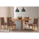 Ver imagem 1 de Conjunto: Mesa Sala Jantar Pietá Tampo Curvo 180cm+6 Cadeiras Dakota Madeira Naturale/off White -