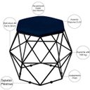 Ver imagem 3 de Kit 2 Puffs Decorativo Aramado Preto Six Suede Azul Marinho