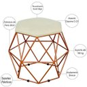 Ver imagem 4 de Puff Decorativo Aramado Bronze Six Suede Bege