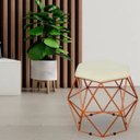 Ver imagem 2 de Puff Decorativo Aramado Bronze Six Suede Bege