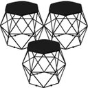 Ver imagem 1 de Kit 3 Puffs Decorativo Aramado Preto Six Suede Preto