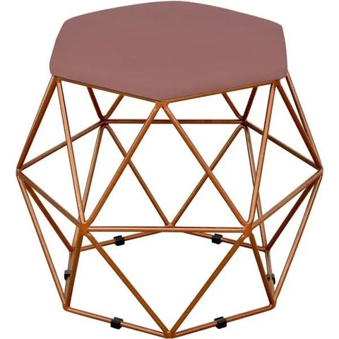 Puff Decorativo Aramado Bronze Six Suede Rosê