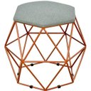Ver imagem 1 de Puff Decorativo Aramado Bronze Six Linho Cinza Escuro