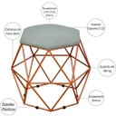 Ver imagem 4 de Puff Decorativo Aramado Bronze Six Linho Cinza Escuro