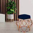 Ver imagem 2 de Kit 3 Puffs Decorativo Aramado Bronze Six Suede Azul Marinho