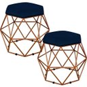Ver imagem 1 de Kit 2 Puffs Decorativo Aramado Bronze Six Suede Azul Marinho