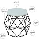 Ver imagem 4 de Puff Decorativo Aramado Preto Six Linho Cinza