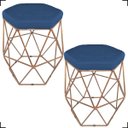 Ver imagem 1 de Puff Decorativo Aramado Bronze Six Suede Azul Marinho