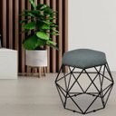 Ver imagem 2 de Puff Decorativo Aramado Preto Six Linho Chumbo