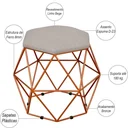 Ver imagem 4 de Puff Decorativo Aramado Bronze Six Linho Bege