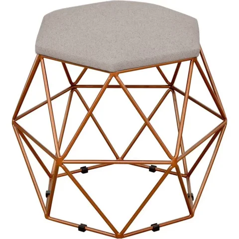 Puff Decorativo Aramado Bronze Six Linho Bege