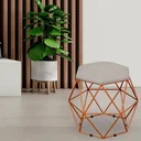 Ver imagem 2 de Puff Decorativo Aramado Bronze Six Linho Bege