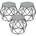Ver imagem 1 de Kit 3 Puffs Decorativo Aramado Preto Six Linho Cinza Escuro