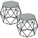 Ver imagem 1 de Kit 2 Puffs Decorativo Aramado Preto Six Linho Cinza Escuro