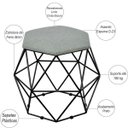 Ver imagem 3 de Puff Decorativo Aramado Preto Six Linho Cinza Escuro