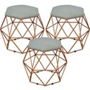 Ver imagem 1 de Kit 3 Puffs Decorativo Aramado Bronze Six Linho Cinza Escuro