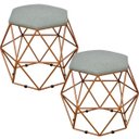 Ver imagem 1 de Kit 2 Puffs Decorativo Aramado Bronze Six Linho Cinza Escuro