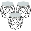 Ver imagem 1 de Kit 3 Puffs Decorativo Aramado Preto Six Linho Cinza