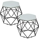 Ver imagem 1 de Kit 2 Puffs Decorativo Aramado Preto Six Linho Cinza