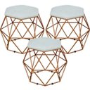 Ver imagem 1 de Kit 3 Puffs Decorativo Aramado Bronze Six Linho Cinza